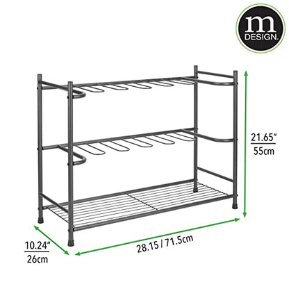 mDesign Boot Storage and Organizer Rack - Space-Saving Holder for Rain, Riding, Dress Boots - Holds 6 Pairs, Sleek Modern Design, Sturdy Steel Construction - Graphite Gray - color: Graphite