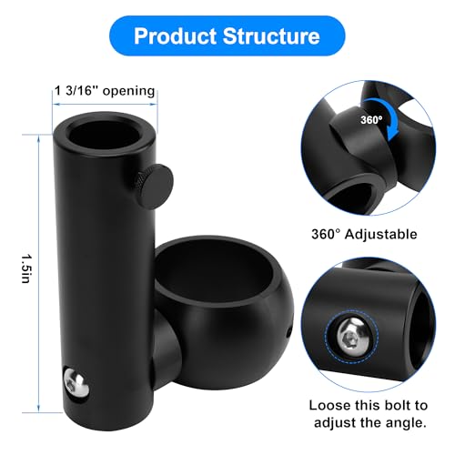 Adjustable Boat Flag Pole Mount, Wakeboard Tower Flag Holder, Boat Flag Pole Bracket Kits Rail Mount Without Drilling, 360 Degree Adjustable, Black