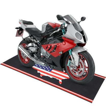 Drydiet Motorcycle Mat Garage Floor Rug Washable Parking Mats for Garage Floors Non Slip Oil Absorbent Pad Rubber Backing Layer Protects Floor(America Style,78 x 31 Inch) - size: 78 X 31 Inch, style: America Style