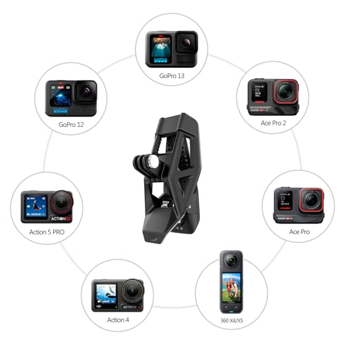 Magnetic Motorcycle Helmet Chin Mount for DJI Osmo Action 5 Pro, Quick Release Action Camera Holder, No-Glue Clamp Clip for GoPro Hero 13 12 11, Insta360 Ace Pro 2/X4, POV Riding