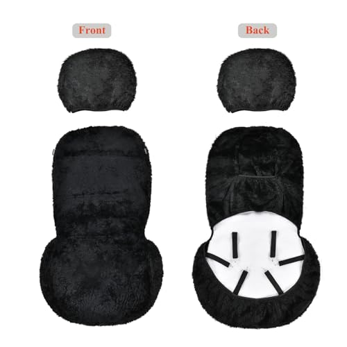 1PC Front Bucket Genuine Sheepskin Car Seat Cover Lambskin Winter Car seat Cushion Lambs Wool Sheep Skin Fuzzy Seat Cover Shearling Car Accessories for SUVs, Saloons and Trucks (Black) - color: Black