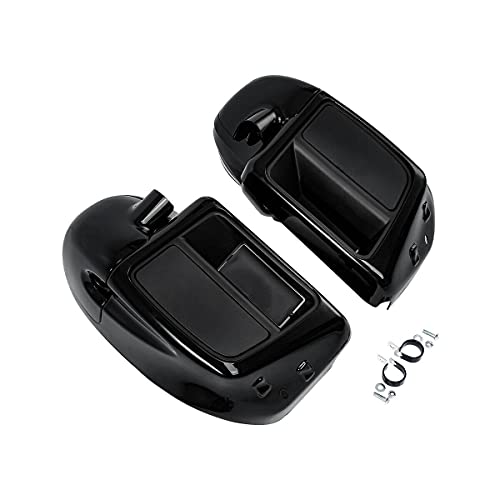 TCMT Highway Engine Guard Crash Bar Lower Vented Leg Fairing with 6.5" Speaker Pod Fit For Harley Touring 2014-2024 Road King Road Glide Street Glide Electra Glide - color: Chrome Crash Bar, Standard Leg, size: Style D-1 Lower Vented Leg
