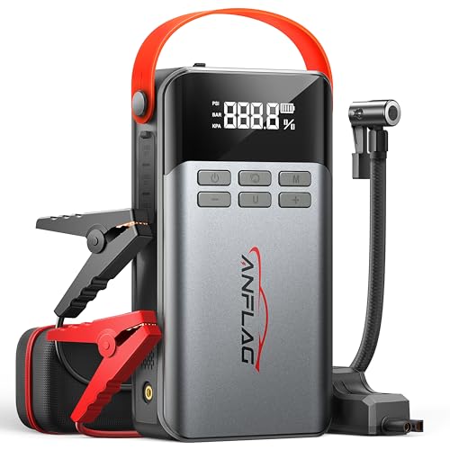 8-in-1 Car Jump Starter with Air Compressor, 5500A Jump Starter (All Gas 12L Diesel) with 150PSI Tire Inflator, 12V Jumper Starter Portable Jump Box with LCD Display,Flashlight (5500A)