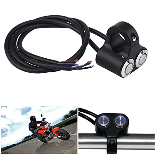 22mm Handlebar Switch Weatherproof ONOFF Horn Engine Power Start Kill Switches for Motorcycles Aluminum Alloy Black (Self-restoring) - color: Blue Light, size: Self-restoring