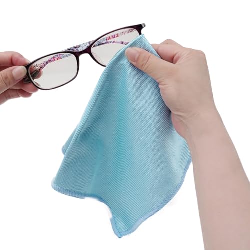 6 Pcs Glass Cleaning Cloth for Window Eyeglass Mirrors Stainless Steel - color: Blue