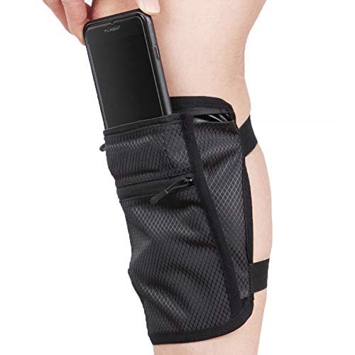 Cell Phone Holster for Riders and Hikers, Non-Slip Band Smartphone Holder with Adjustable Straps, All Purpose Sport Bag Sport Leg Band for Running, Walking, Equestrian, Black - color: Black