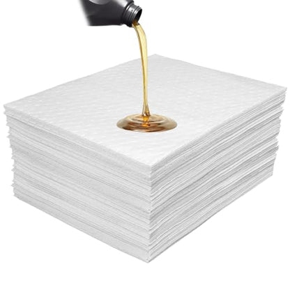 Oil Absorbing Mats, 30Pcs White Heavy Weight Oil-Only Absorbent Mat Pad,15" x 20" Spill Absorbent Pad for Automotive & Workshop(Only Oil Absorbent Pads)