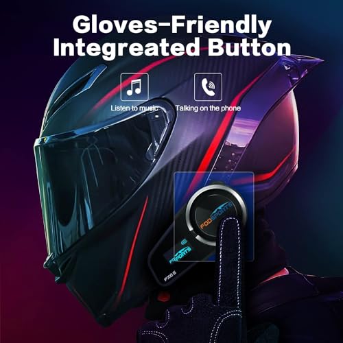Fodsports FX6S Motorcycle Helmet Bluetooth, 1000M Motorbike Intercom Bluetooth, 6-Way Motorcycle Helmet Communication System/Voice Dial/Universal Pairing/FM Radio(1 Pack) - size: 1 Pack FX6S