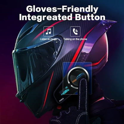 Fodsports FX6S Bluetooth Motorcycle Headset, 6-Way Motorbike Intercom Bluetooth, 1000M Motorcycle Helmet Communication Systems/Voice Dial/Universal Pairing/FM Radio(2 Pack) - size: 2 Pack FX6S