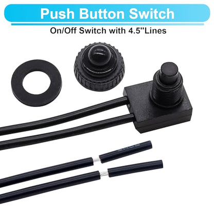 TWTADE 2PCS Waterproof RV Push Button Switch 12V ON/Off SPST Switch for Motorcycle/Auto Car Bathroom Fan with 4.5'' Lines KP-107 - size: 2 PCS