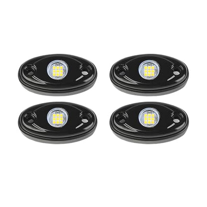 4PCS Car LED Rock Lights, High Brightness Waterproof Vehicle Underglow Fender Lights, Multifunction Auto Neon Trail Rig Lighting Accessories, Universal for Pickup ATV Off Road (White) - color: White