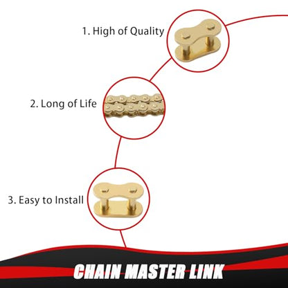 KAMIER 420 Drive Chain 102 Link Gold with Chain Breaker Tool for CRF50F XR50R KX65 KLX110 TTR110 50cc 70cc 90cc 110cc 125cc SSR TaoTao Coolster Pit Dirt Bike 4 Wheeler ATV Go Kart Cart Mini Bike Parts - color: Gold, size: Gold