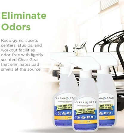Clear Gear Disinfectant Cleaner, and Deodorizer For Sports Equipment, Gyms, and Fitness Centers - EPA-Registered, Hospital Grade, Made in USA - 1-Pack of 32 Oz Bottle Disinfecting Spray - size: 32 Fl Oz (Pack of 1)