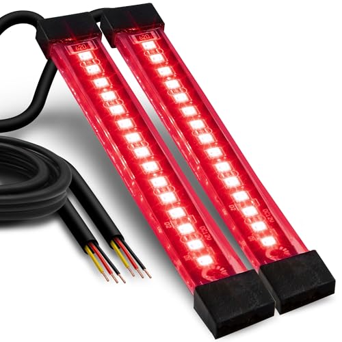 TRUE MODS 2pc 5" Red LED Motorcycle Turn Signal & Brake Tail Light Strip Kit [Waterproof] [Single Row] [50% Running] [100% Brake/Blinker] Self Adhesive Surface Mount Flexible Lamp for Dirt Bike ATV - size: 2pc 5", style: Red Tail Light