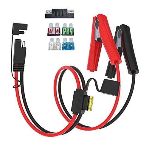 ELFCULB 2FT 10AWG SAE to Alligator Clips Cable, Weatherproof, for Solar Cells, Small Automotive Appliances, Battery Car Power Conversion Equipment - color: SAE to Alligator Clips, size: 2FT