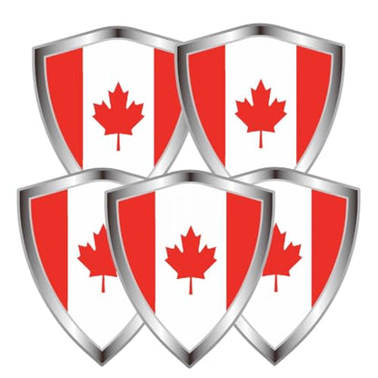 Canada Flag Decal Sticker - Canadian Flags Shield Shape Reflective Vinyl Car Stickers - for Car Window Bumper Laptop Waterproof Sticker (5Pcs) - color: Canada