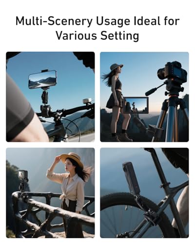 TELESIN Camera Clamp Mount Bike Motorcycle Handlebar Mounts Accessories,360 Ball Joint Tube Roll Bar Holder Clip for GoPro Mission 1 PRO/DJI Osmo Pocket 4/ Action 6 5 4/ Insta360 Luna Ultra/Xtra Muse