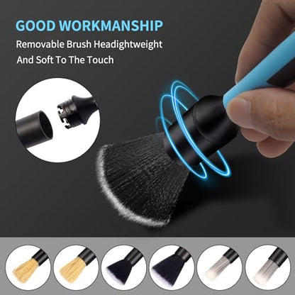 Car Detailing Brush Set, Soft Boar Hair Auto Detail Brush Kit for Automotive Elegant Surface Interior Exterior Dashboard Emblems Panels Engine Bay Wheels Air Vent Seat Leather | Replaceable brush head