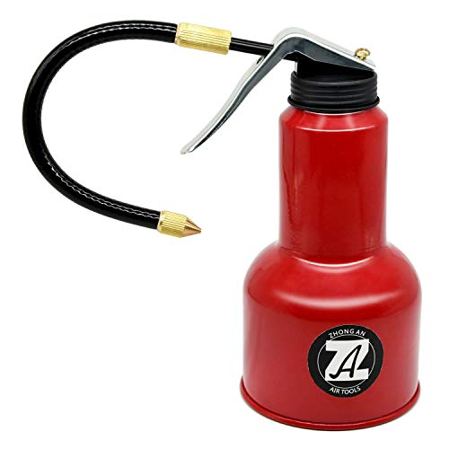 500ML Metal High Pressure Feed Oil Spray Gun Bottle Oil Can with Detachable Metal Straight & Flexible Spout - color: Red