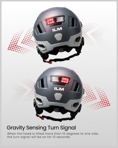 ILM Smart Adult Bike Helmet with Automatic G-Sensor Turn Signal & Brake Warning LED Light Control Road Cycling Helmet E3-12LS - color: Bluetooth Matte Black, size: Large-X-Large