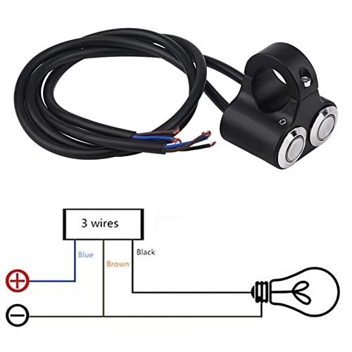 7/8inch 22mm Motorcycle Switch Handlebar, Motorbike Handlebar On/Off Grip Switches Brake Fog Headlight Handle Self-Return/Manual-Return Switch(B: Manual-Return)