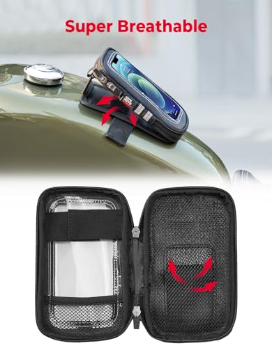KEMIMOTO Magnetic Motorcycle Phone Case Tank Bag Phone Holder Water-Resistant Breathable Gas Small Phone Bag Case Adjustable Angle Touch Screen Cell Phone Mount Universal up to 6.3 Inch Black