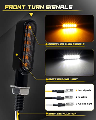 NTHREEAUTO Motorcycle LED Turn Signals Switchback Front Mini Blinkers Indicators Universal Compatible with Harley Honda Yamaha Suzuki Kawasaki Motorbike Scooter Quad Cruiser Off Road Touring - 2Pcs - color: amber/white