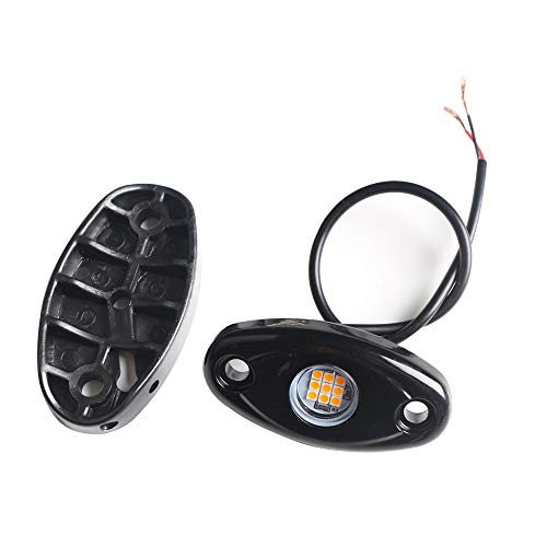 4Pods LED Rock Lights Amber Yellow LED Neon Underglow Light for Car Truck ATV UTV SUV Boat Underbody Glow Trail Rig Lamp - color: Yellow