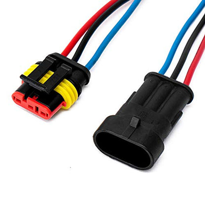 3 Pin Way 16 AWG Car Waterproof Electrical Connector Plug with Wire AWG Marine Pack of 5 - size: 3 Pin