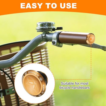 HARFINGTON Bar End Plugs Aluminum Handlebar End Caps Bike Plugs 0.57oz with Matching Rings for MTB Road BMX Fixed Gear Bike, Orange Yellow - color: Gold