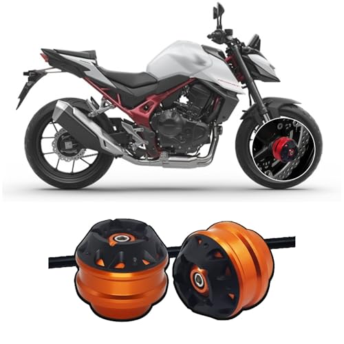Suitable for CB750 Hornet 750 Hornet 750 cb750 2025 Front and Rear axle Front Fork Anti-Collision Slider Motorcycle Wheel Protector (Orange,Front) - color: Orange, style: Front