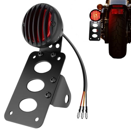 TSUNG Motorcycle LED Tail Brake Light with Side Mount License Plate Bracket, IP67 Waterproof, Polished Finish, Rear Light Assembly (Slat Kit) - color: Slat Kit