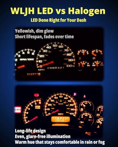 WLJH 40-Pack 194 168 T10 T5 LED Bulbs With Sockets, Non-Polarity Dimmable, Dashboard Dome Map License Plate Trunk Parking Light Upgrade,300 LM Interior & Exterior Replacement, Yellow Bright - color: Yellow