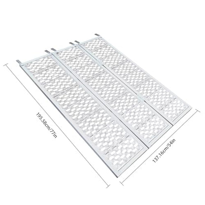Aluminum Tri-Fold Trailer Ramps with Treads, 1 Pack 1500 lbs Heavy-Duty Anti-Slip Aluminum Loading Ramps ATV Ramp with Load Straps, 77" L x 54" W Tri-Fold Ramp for Lawn Mowers, Garden Tractors - size: 1Pcs 77" x 54" 1500Lbs Fold Ramps