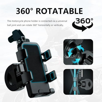 2026 New Motorcycle Phone Holder Mount,360° Rotatable Motorcycle Phone Mount with Sunshade Design for Phones Navigation,Portable Phones Holder for Motorcycles Handlebar