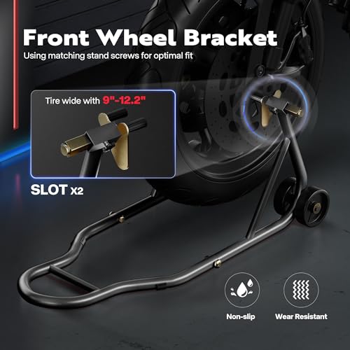 SPECSTAR Universal Motorcycle Stands, 882 Lbs Capacity Front Rear Wheels Lift Combo with U+L Adjustable Swingarm Spool, Heavy Duty Paddock Stands fit for BMW, Suzuki, Yamaha, Honda, Kawasaki, Black - size: 882 Lbs