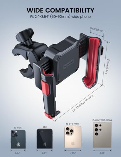 Lamicall Motorcycle Bike Phone Mount - [1s Quick Release] Bike Cell Phone Holder Clip, Bicycle Scooter Handlebar Clamp, for iPhone 17 16 15 14 Pro Max, Galaxy S25 S24 Ultra, 4.7-7" Phones, Red - color: Red