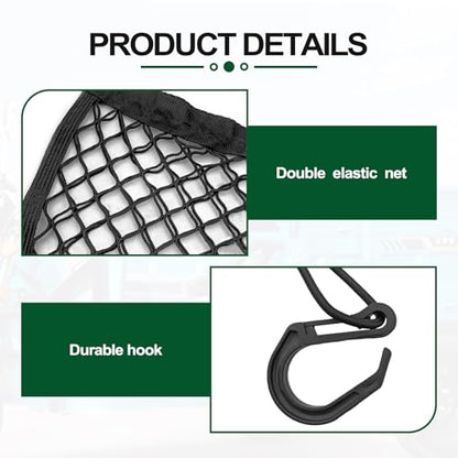Upgrade Motorcycle Cargo Net for Helmet Storage, 10"×12" High Elastic Double Layer Bungee Net with 4 Strong Hooks, Luggage Rack Organizer for Bikes, Electric Bikes, Scooters, Motorcycles