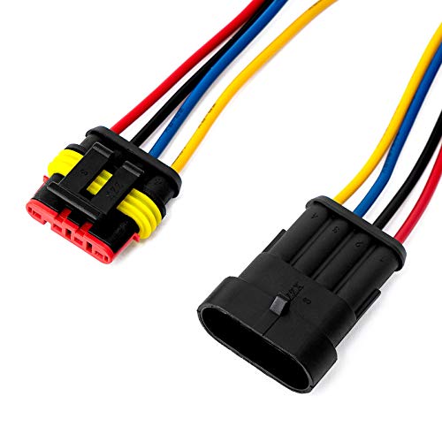 4 Pin Way 16 AWG Car Waterproof Electrical Connector Plug with Wire AWG Marine Pack of 5 - size: 4 Pin
