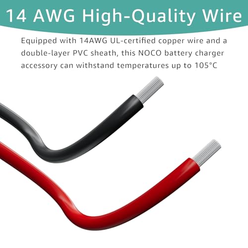 SAE Wiring Harness, Compatible with NOCO Genius 5 GC009 intelligent battery charger 4269, with 14AWG pure copper SAE connector tail fiber, used for motorcycle/ATV/UTV/car adapter connection components