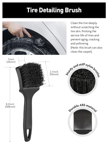 Fantasticlean 6PCS Car Wheel Brush Kit, Tire Brush for Cleaning Tires, Soft Rim Brush, Bendable Wheel Cleaner Brush, Double-Ended Detailing Brush, Applicator Pads, Wheel Brushes for Cleaning Wheels - size: 6PCS-WDK001
