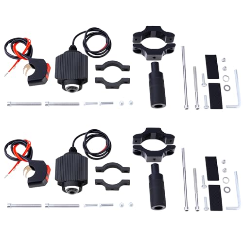 Windance 2PCS Motorcycle LED Headlight,4 Modes Hi/Lo Beam Yellow White 6500K waterproof Aux Spotlight for Tractor Truck/ATV UTV SUV/Boat 9V-85V (Black2pcs+Bracket) - style: Black2pcs+Bracket