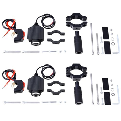 Windance 2PCS Motorcycle LED Headlight,4 Modes Hi/Lo Beam Yellow White 6500K waterproof Aux Spotlight for Tractor Truck/ATV UTV SUV/Boat 9V-85V (Black2pcs+Bracket) - style: Black2pcs+Bracket