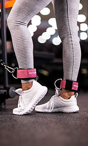 Fitgriff® Ankle Straps V2 for Cable Machine (2 Pieces) - Gym Workout Equipment - Leg Pulley Attachment, Kickback Straps - color: Pink