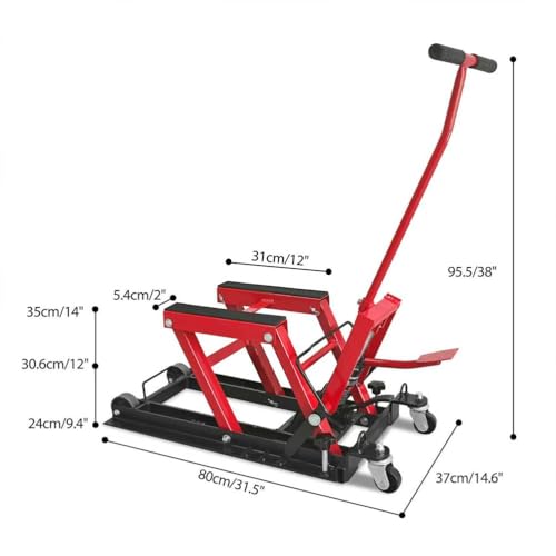 Hydraulic Motorcycle Lift Jack 1500 LBS, ATV Scissor Lift Table with Foot Pedal & 4 Casters, Heavy Duty Motorcycle Hoist Stand for Cruiser, ATV, UTV, Dirt Bike, Garage & Repair Shop