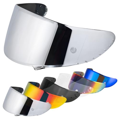 VCOROS Helmet Visor Replacement for X14, X-Spirit III,X-Spirit, RF-1200,CWR-1,RF-SR Helmet Visor Shield Accessories(Chrome Silver) - color: Chrome Silver
