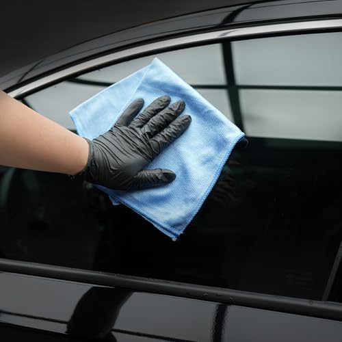 SPTA Ultra Fine Microfiber Cloths for Glass, 12 Pack Microfiber Glass Cleaning Cloth, 16 InchX16 Inch, 300GSM, Lint Free Quickly Clean Window, Glasses, Windshields, Mirrors, and Stainless Steel, Blue