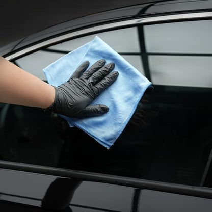 SPTA Ultra Fine Microfiber Cloths for Glass, 12 Pack Microfiber Glass Cleaning Cloth, 16 InchX16 Inch, 300GSM, Lint Free Quickly Clean Window, Glasses, Windshields, Mirrors, and Stainless Steel, Blue