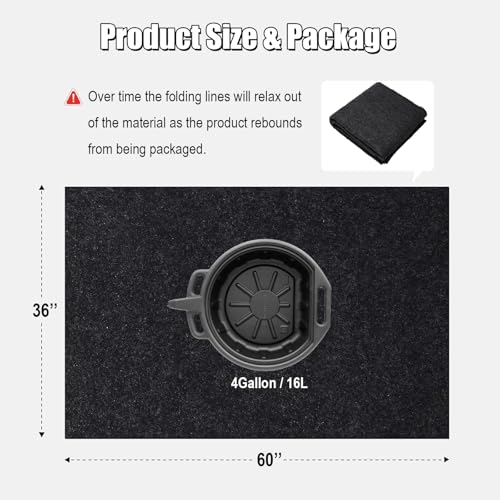 Heavy Duty Oil Spill Mat, Garage Floor Mat for Under Car, Premium Oil Absorbent Pads, Reusable, Slip-Resistant, Waterproof Rubber Backing Contains Liquids, Protects Garage Floor (XL-36''x60'')