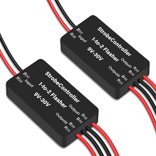 2Pcs 9V-30V LED Strobe Controller,Universal 12V 24V Brake Light Flasher Module,Waterproof Tail Stop Light Flasher for Cars Motorcycles Trucks RVs - size: Strobe Controll-2pcs